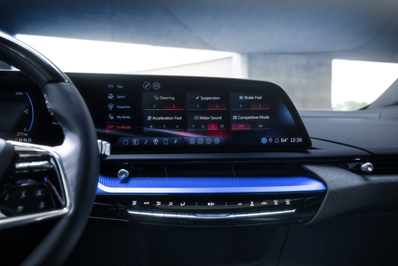 The 2026 OPTIQ-V Display Screen Displaying the V-Mode Settings | Cadillac of Jackson in Ridgeland MS